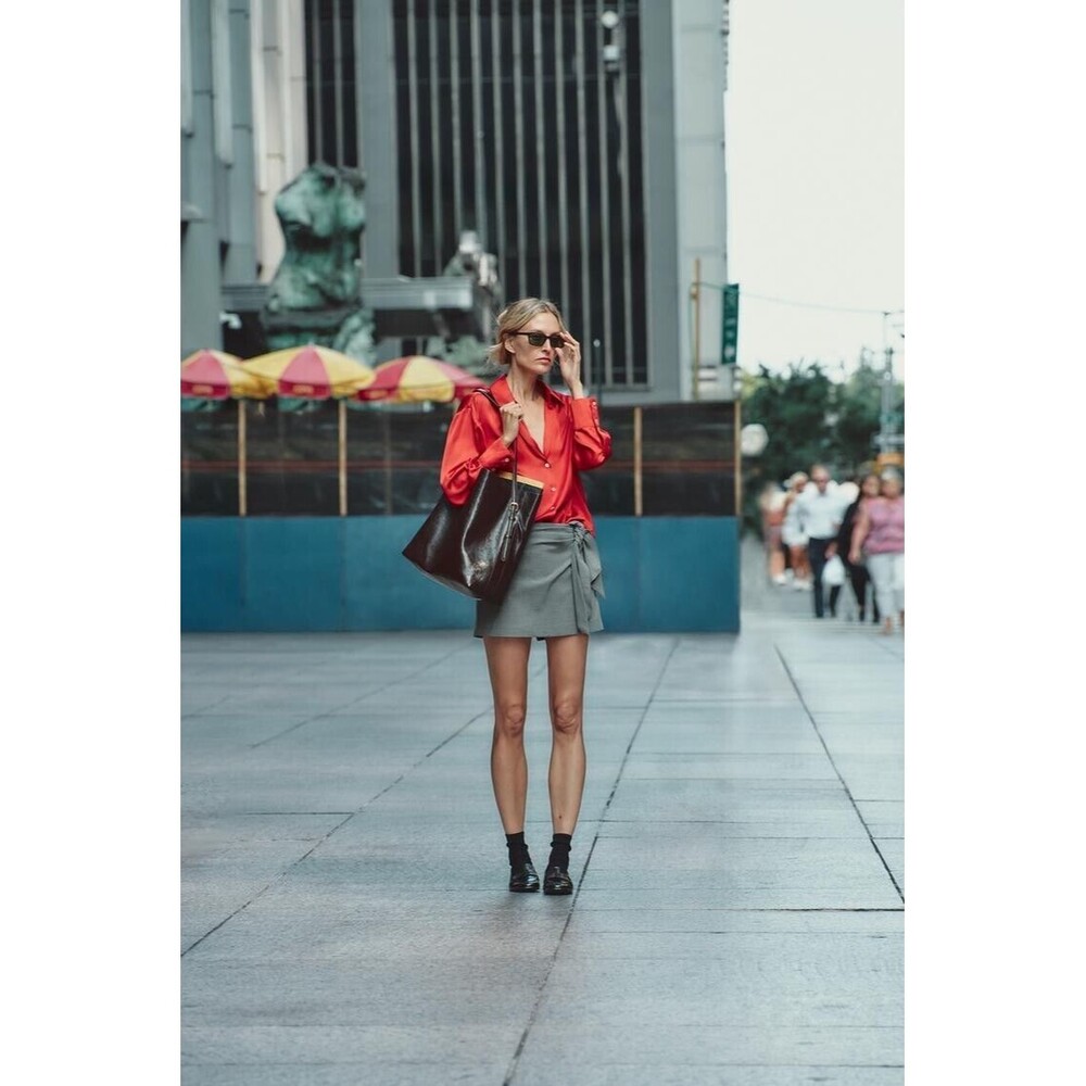 Zara Satin Effect Basic Shirt - S